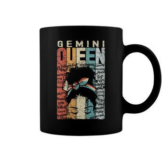 Womens June Birthday Gemini Queen Im Black Queen Afro Mom Bun Coffee Mug - Seseable