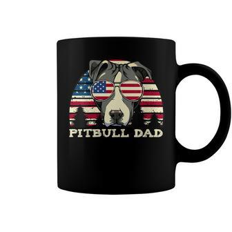 Womens Mens Best Pitbull Dad American Flag 4Th Of July Dog Lover Coffee Mug - Seseable