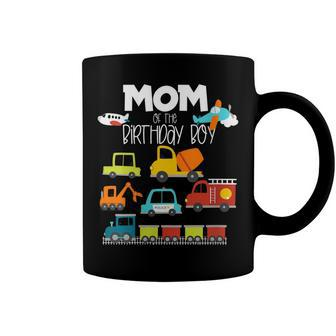 Womens Mom Of The Birthday Boy Family Matching Train Car Fire Truck Coffee Mug - Seseable