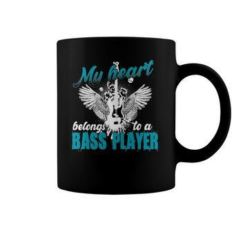 Womens My Heart Belongs To A Bass Player Wives Girlfriends Coffee Mug | Mazezy