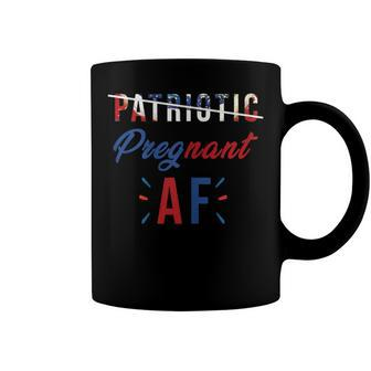 Womens Patriotic Pregnant Af Baby Reveal 4Th Of July Pregnancy Mom Coffee Mug - Seseable