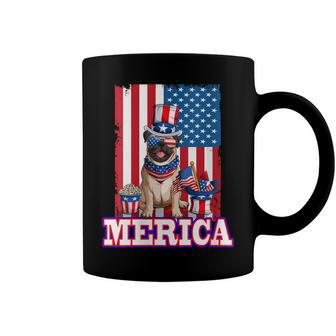 Womens Pug Dad Mom 4Th Of July American Flag Merica Dog Coffee Mug - Seseable