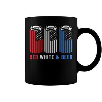 Womens Red White & Beer 4Th Of July Wine Red White Blue Beer Coffee Mug - Seseable