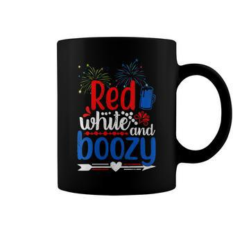 Womens Red White And Boozy Alcohol Booze 4Th Of July Beer Party Coffee Mug - Seseable