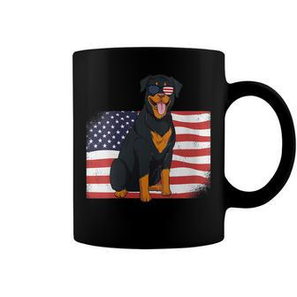 Womens Rottie Dad & Mom American Flag 4Th Of July Usa Rottweiler Coffee Mug - Seseable