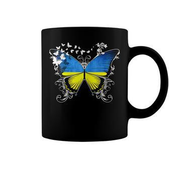 Womens Ukraine Flag Ukrainian Butterfly Coffee Mug - Seseable