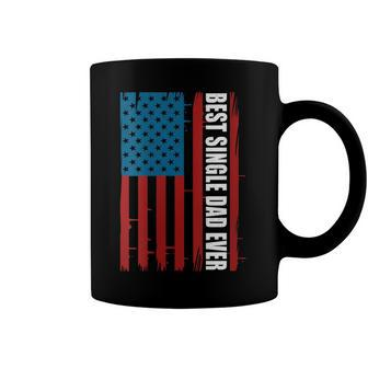 Womens Us Flag Best Single Dad Ever 4Th Of July American Patriotic Coffee Mug - Seseable
