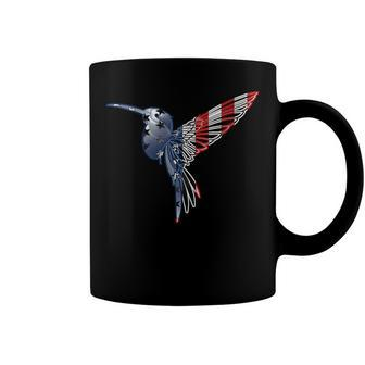Womens Usa American Flag Dot Art Cute Bird Hummingbird 4Th Of July V2 Coffee Mug - Seseable