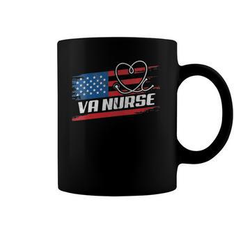 Womens Va Nurse Usa American Flag Stethoscope 4Th Of July Patriotic V-Neck Coffee Mug | Mazezy