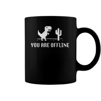 You Are Offline Pixel Dinosaur Coffee Mug | Mazezy