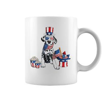 4Th Of July Dalmatian With American Flag Sunglasses Coffee Mug | Mazezy