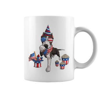4Th Of July Pitbull Dad American Sunglasses Dog Puppy Usa Coffee Mug - Seseable