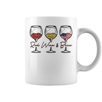 4Th Of July Wine Red White Blue Wine Glasses Red Wine & Blue Coffee Mug - Seseable