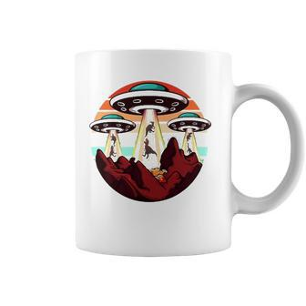 Abduction Funny Alien Ufo Abducting Dinosaur Gift Coffee Mug | Mazezy