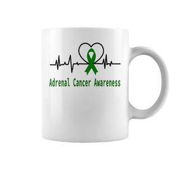 Adrenal Cancer Awareness Heartbeat Green Ribbon Adrenal Cancer Adrenal Cancer Awareness Coffee Mug | Favorety UK