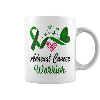 Adrenal Cancer Warrior Butterfly Green Ribbon Adrenal Cancer Adrenal Cancer Awareness Coffee Mug - Monsterry DE