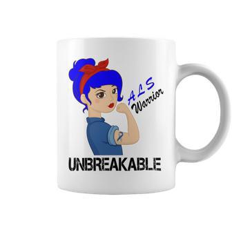 Als Warrior Strong Women Blue Ribbon Amyotrophic Lateral Sclerosis Support Als Awareness Coffee Mug | Favorety DE