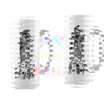 American Mama Usa Patriot Flag Tie Dye 4Th Of July Messy Bun Coffee Mug | Mazezy