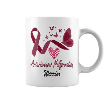 Arteriovenous Malformation Warrior Butterfly Funny Unicorn Burgundy Ribbon Arteriovenous Malformation Support Arteriovenous Malformation Awareness Coffee Mug | Favorety