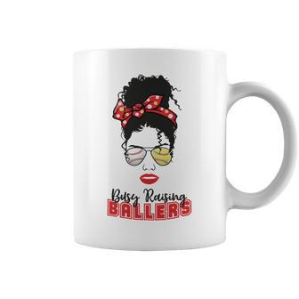 Baseball Busy Raising Ballers Momlife Mom Messy Bun Afro Mom Mothers Day Coffee Mug | Favorety UK