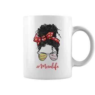 Baseball Softball Momlife Mom Messy Bun Afro Mom Mothers Day Coffee Mug | Favorety CA