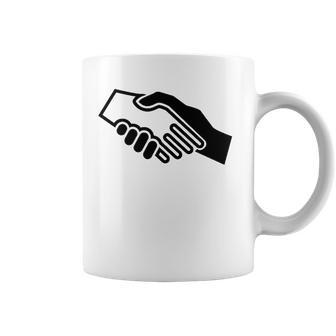 Biracial Handshake Black And White Unity Coffee Mug | Mazezy