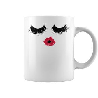 Black Eyelashes Red Lips Mother Day Gift Birthday Holiday Christmas Coffee Mug | Favorety AU