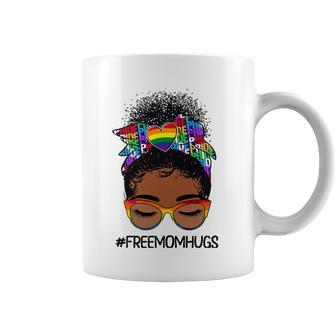 Black Women Free Mom Hugs Messy Bun Lgbtq Lgbt Pride Month Coffee Mug | Mazezy