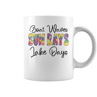Boat Waves Sun Rays Lake Days Tie Dye Summer Funny Girl Kid Coffee Mug - Seseable