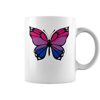 Butterfly With Colors Of The Bisexual Pride Flag Coffee Mug | Mazezy
