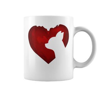 Chihuahua Shape With Red Heart Painting For Valentine Day Coffee Mug | Favorety AU