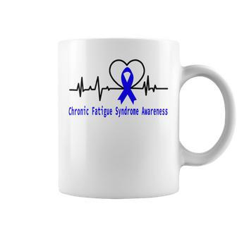 Chronic Fatigue Syndrome Cfs Awareness Heartbeat Blue Ribbon Chronic Fatigue Syndrome Support Cfs Awareness Coffee Mug - Monsterry AU