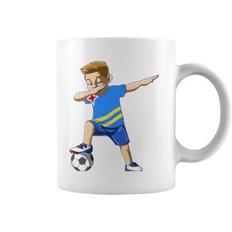 Dabbing Soccer Boy Aruba Jersey Aruban Coffee Mug | Mazezy
