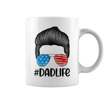 Dad Life Sunglasses American Flag Fathers Day 4Th Of July Coffee Mug - Seseable