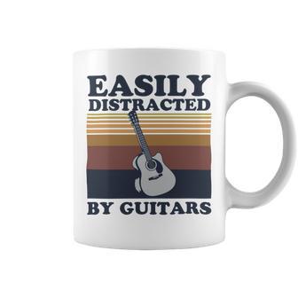 Easily Distracted By Guitars Quote For A Guitar Player Racerback Coffee Mug | Favorety DE