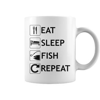Eat Sleep Fish Repeat Funny Fishing V2 Coffee Mug - Seseable