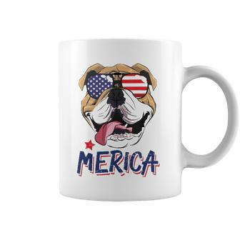 English Bulldog 4Th Of July Merica Sunglasses Usa American Patriot Gift Coffee Mug | Mazezy