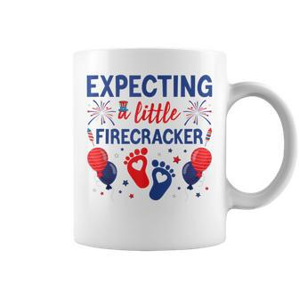Expecting A Little Firecracker 4Th Of July Pregnancy Reveal Coffee Mug - Seseable