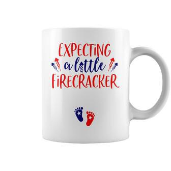 Expecting A Little Firecracker New Mom 4Th Of July Pregnancy Coffee Mug - Seseable