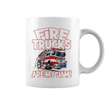 Fire Trucks Are My Jam Funny Kids Firefighter Firemans Coffee Mug | Mazezy