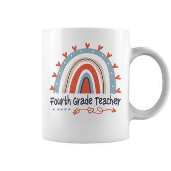 Fourth Grade Teacher Funny Boho Rainbow Back To School T-Shirt Coffee Mug - Seseable
