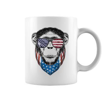 Fourth Of July Monkey American Flag July 4Th Chimpanzee Coffee Mug | Mazezy