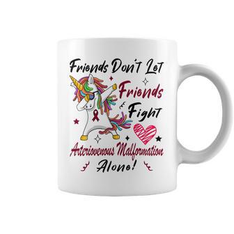 Friends Dont Let Friends Fight Arteriovenous Malformation Alone Unicorn Burgundy Ribbon Arteriovenous Malformation Support Arteriovenous Malformation Awareness Coffee Mug | Favorety AU