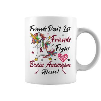 Friends Dont Let Friends Fight Brain Aneurysm Alone Unicorn Burgundy Ribbon Brain Aneurysm Bpd Brain Aneurysm Coffee Mug | Favorety DE