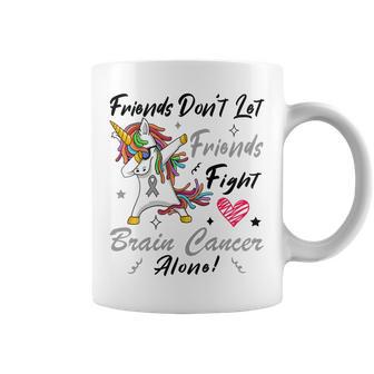 Friends Dont Let Friends Fight Brain Cancer Alone Unicorn Grey Ribbon Brain Cancer Brain Cancer Awareness Coffee Mug | Favorety AU