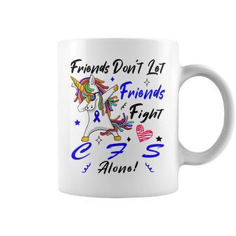 Friends Dont Let Friends Fight Chronic Fatigue Syndrome Cfs Alone Unicorn Blue Ribbon Chronic Fatigue Syndrome Support Cfs Awareness Coffee Mug | Favorety UK