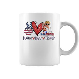 Funny 4Th Of July Peace Love Trump Merica Usa Flag Patriotic Coffee Mug | Mazezy