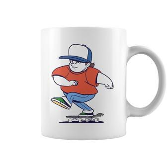 Funny Skater Cartoon Skateboarder Riding Skateboard Gift Coffee Mug | Mazezy