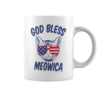 God Bless Meowica Funny Fourth Of July Cat V2 Coffee Mug - Seseable