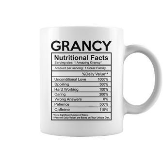 Grancy Grandma Gift Grancy Nutritional Facts Coffee Mug - Seseable